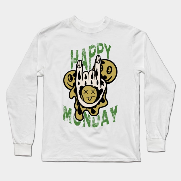 Happy monday Long Sleeve T-Shirt by Bayuktx